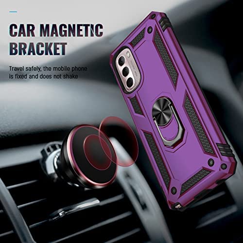 PUSHIMEI for Moto G Stylus 5G 2022 Case with Screen Protector [Military Grade 16ft. Drop Tested] Magnetic Ring Holder Kickstand Protective Phone Case for Motorola Moto G Stylus 5G 2022, Purple - Image 3