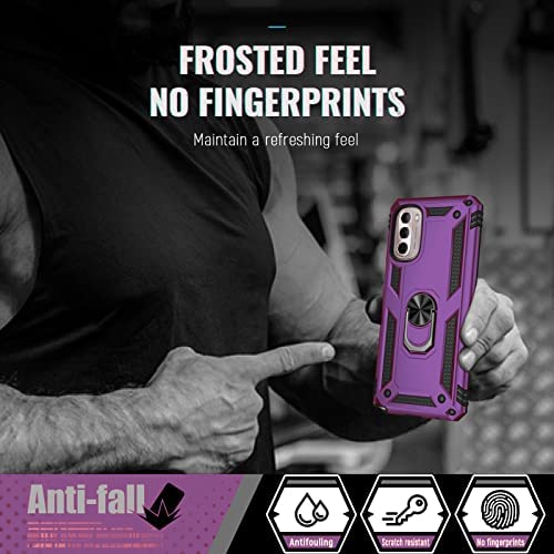 PUSHIMEI for Moto G Stylus 5G 2022 Case with Screen Protector [Military Grade 16ft. Drop Tested] Magnetic Ring Holder Kickstand Protective Phone Case for Motorola Moto G Stylus 5G 2022, Purple - Image 8