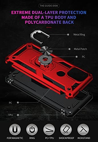 SunRemex Compatible for Moto G Stylus 5G Case with [2 Pack] HD Screen Protector. Kickstand [Military-Grade] 16ft Drop Tested Protective Cover for Motorola Moto G Stylus 5G 2021. (Red) - Image 5