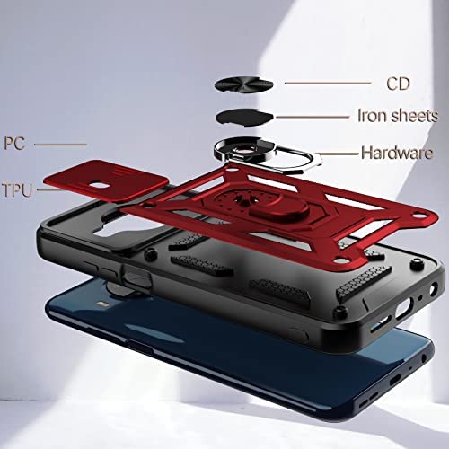 Dretal Nokia X100 Case with Stand Kickstand Ring and Camera Cover with Tempered Glass Screen Protector, Military Grade Shockproof Protective Cover for Nokia X100 (TC-Red) - Image 5