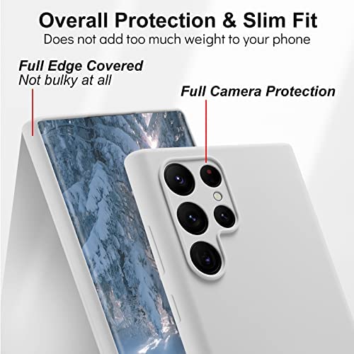 Varikke S22 Ultra Case Liquid Silicone, Skin Touch Galaxy S22 Ultra Case Silicone Gel Rubber with Soft Microfiber Lining, Slim Full Camera Protection Shockproof Phone Case for Samsung S22 Ultra, White - Image 5