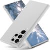 Varikke S22 Ultra Case Liquid Silicone, Skin Touch Galaxy S22 Ultra Case Silicone Gel Rubber with Soft Microfiber Lining, Slim Full Camera Protection Shockproof Phone Case for Samsung S22 Ultra, White - Thumbnail Image 1