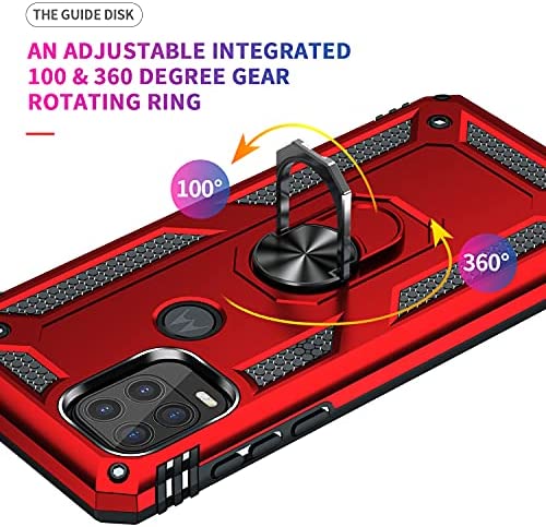 SunRemex Compatible for Moto G Stylus 5G Case with [2 Pack] HD Screen Protector. Kickstand [Military-Grade] 16ft Drop Tested Protective Cover for Motorola Moto G Stylus 5G 2021. (Red) - Image 2