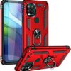 SunRemex Compatible for Moto G Stylus 5G Case with [2 Pack] HD Screen Protector. Kickstand [Military-Grade] 16ft Drop Tested Protective Cover for Motorola Moto G Stylus 5G 2021. (Red)