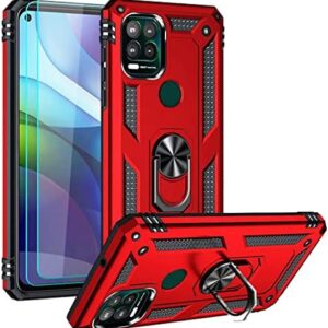 SunRemex Compatible for Moto G Stylus 5G Case with [2 Pack] HD Screen Protector. Kickstand [Military-Grade] 16ft Drop Tested Protective Cover for Motorola Moto G Stylus 5G 2021. (Red)