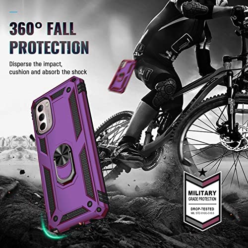 PUSHIMEI for Moto G Stylus 5G 2022 Case with Screen Protector [Military Grade 16ft. Drop Tested] Magnetic Ring Holder Kickstand Protective Phone Case for Motorola Moto G Stylus 5G 2022, Purple - Image 4