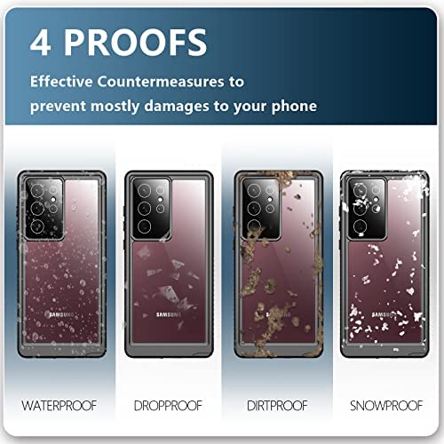 SPIDERCASE for Samsung Galaxy S22 Ultra Case, Waterproof Built-in Screen Protector Full Protection Heavy Duty Shockproof Anti-Scratched Rugged Case for Galaxy S22 Ultra 5G 6.8'' 2022 (Black) - Image 3