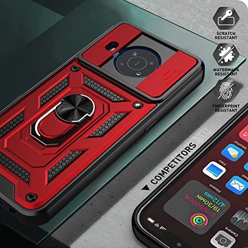 Dretal Nokia X100 Case with Stand Kickstand Ring and Camera Cover with Tempered Glass Screen Protector, Military Grade Shockproof Protective Cover for Nokia X100 (TC-Red) - Image 2