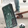for Samsung Galaxy S21 FE Case: Dual-Layer Military Grade Drop Proof Full Protection Cover with Kickstand & Shockproof TPU Shell | Durable Rugged Matte Textured Protective Tough case (Dark Green) - Thumbnail Image 5