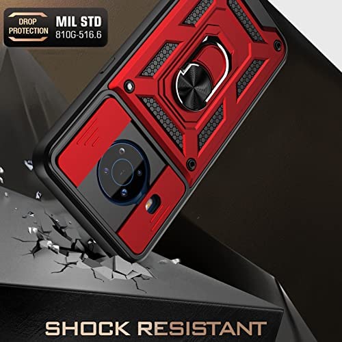 Dretal Nokia X100 Case with Stand Kickstand Ring and Camera Cover with Tempered Glass Screen Protector, Military Grade Shockproof Protective Cover for Nokia X100 (TC-Red) - Image 7