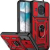 Dretal Nokia X100 Case with Stand Kickstand Ring and Camera Cover with Tempered Glass Screen Protector, Military Grade Shockproof Protective Cover for Nokia X100 (TC-Red)