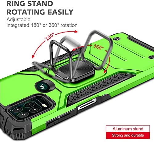 for Moto G Stylus 5G Case with Screen Protector Hybrid Heavy Duty 360 Rotating Ring Magnetic Kickstand Full Body Shockproof Double Layer Phone Case Compatible with Motorola G Stylus 5G (Green) - Image 4
