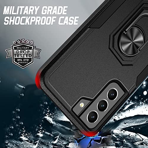 Oterkin for Samsung Galaxy S21 FE Case,Heavy Duty Military Grade Shockproof Case for Galaxy S21 FE 5G with Kickstand Ring Tempered Glass Screen Protector S21 FE Case Support Magnetic Car Mount (Black) - Image 3