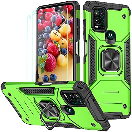 for Moto G Stylus 5G Case with Screen Protector Hybrid Heavy Duty 360 Rotating Ring Magnetic Kickstand Full Body Shockproof Double Layer Phone Case Compatible with Motorola G Stylus 5G (Green)