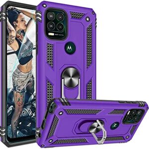 Compatible for Moto G Stylus 5G 2021 Case with HD Screen Protector, Gritup Military-Grade Protective Phone Case with Magnetic Kickstand Ring for Motorola Moto G Stylus 5G Purple