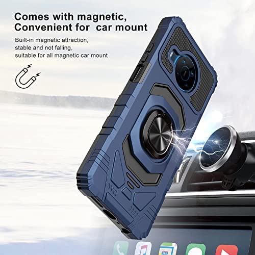 Suordii for Nokia X100 5g Case with [2PCS] Tempered Glass Screen Protector, Full-Body Protective [Military-Grade] with 360° Rotating Magnetic Metal Ring Car Kickstand Protective Back Cover - Blue - Image 3