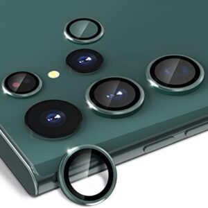 CloudValley for Samsung Galaxy S22 Ultra Camera Lens Protector [3+2], Anti Scratch HD Tempered Glass Back Camera Protective Film Ring Cover, Green