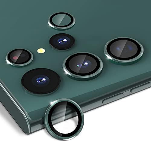CloudValley for Samsung Galaxy S22 Ultra Camera Lens Protector [3+2], Anti Scratch HD Tempered Glass Back Camera Protective Film Ring Cover, Green
