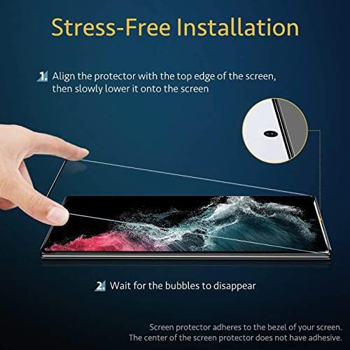 [2+2 Pack] Galaxy S22 Ultra Screen Protector, 9H Tempered Glass, Ultrasonic Fingerprint Support, 3D Curved, HD Clear Scratch Resistant for Samsung Galaxy S22 Ultra 5G Glass Screen Protector - Image 7