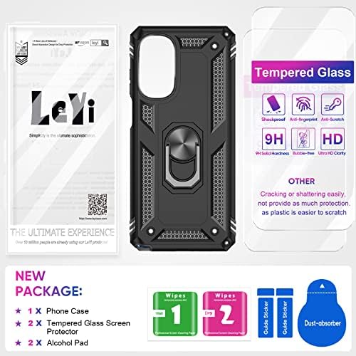 LeYi for Moto G Stylus 5G 2022 Case (NOT FIT 4G), Motorola G Stylus 5G Case 2022 with 2 Pcs Tempered Glass Screen Protector, Heavy Duty Protective Case with Magnetic Stand for Moto G Stylus 5G, Black - Image 6